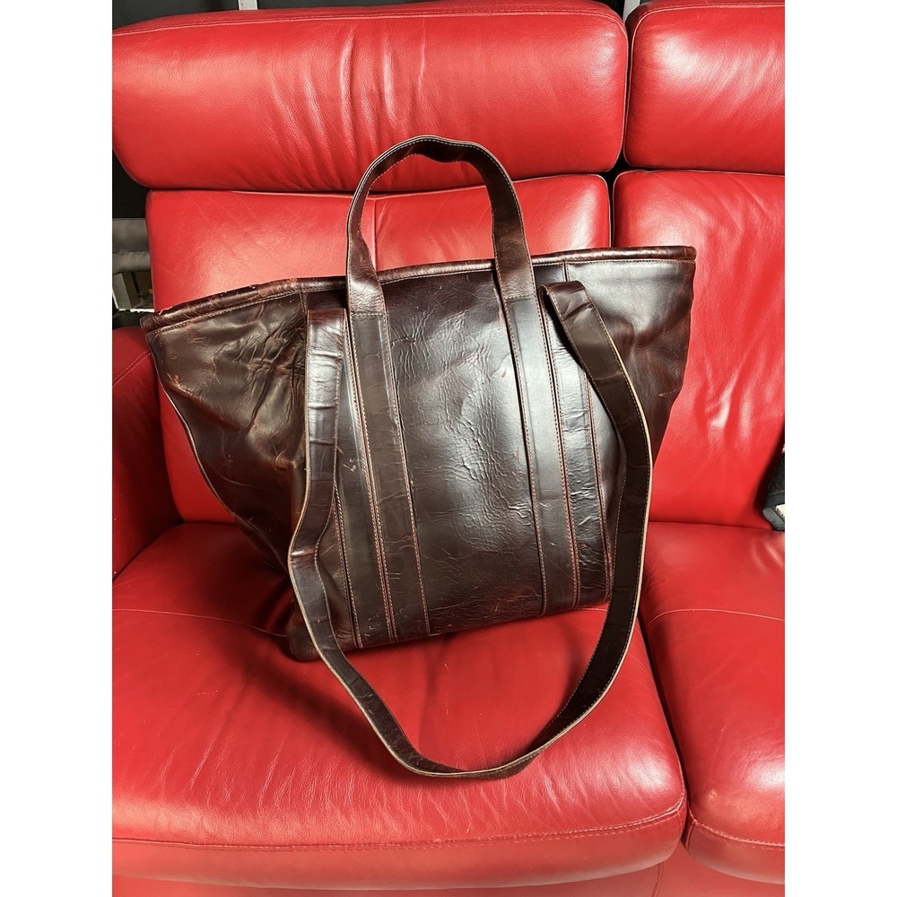 Vintage Village Tannery Brown Genuine Leather Tote Satchel Bag